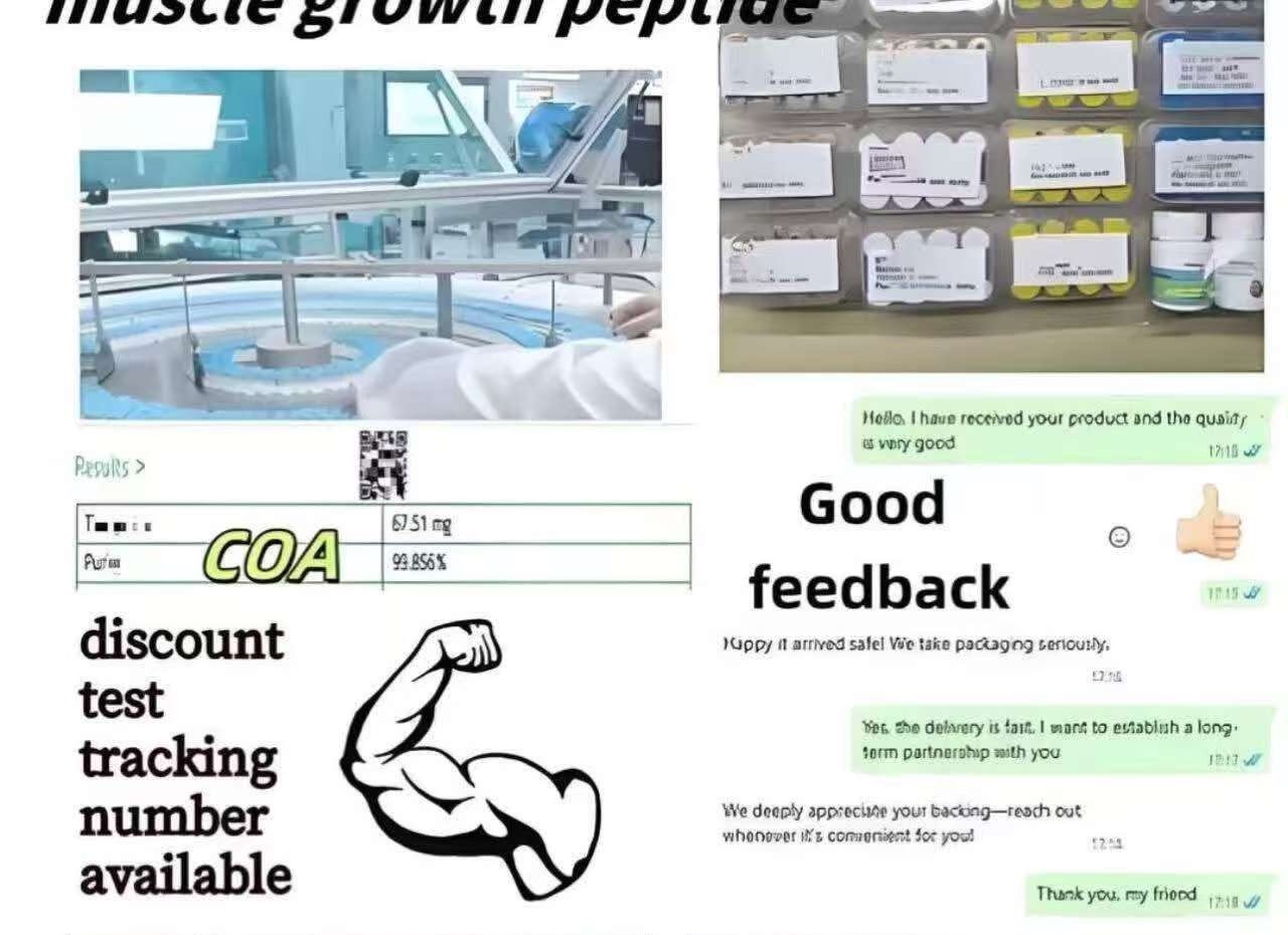Customer feedback showing COA, tracking number, peptide packs and chat review